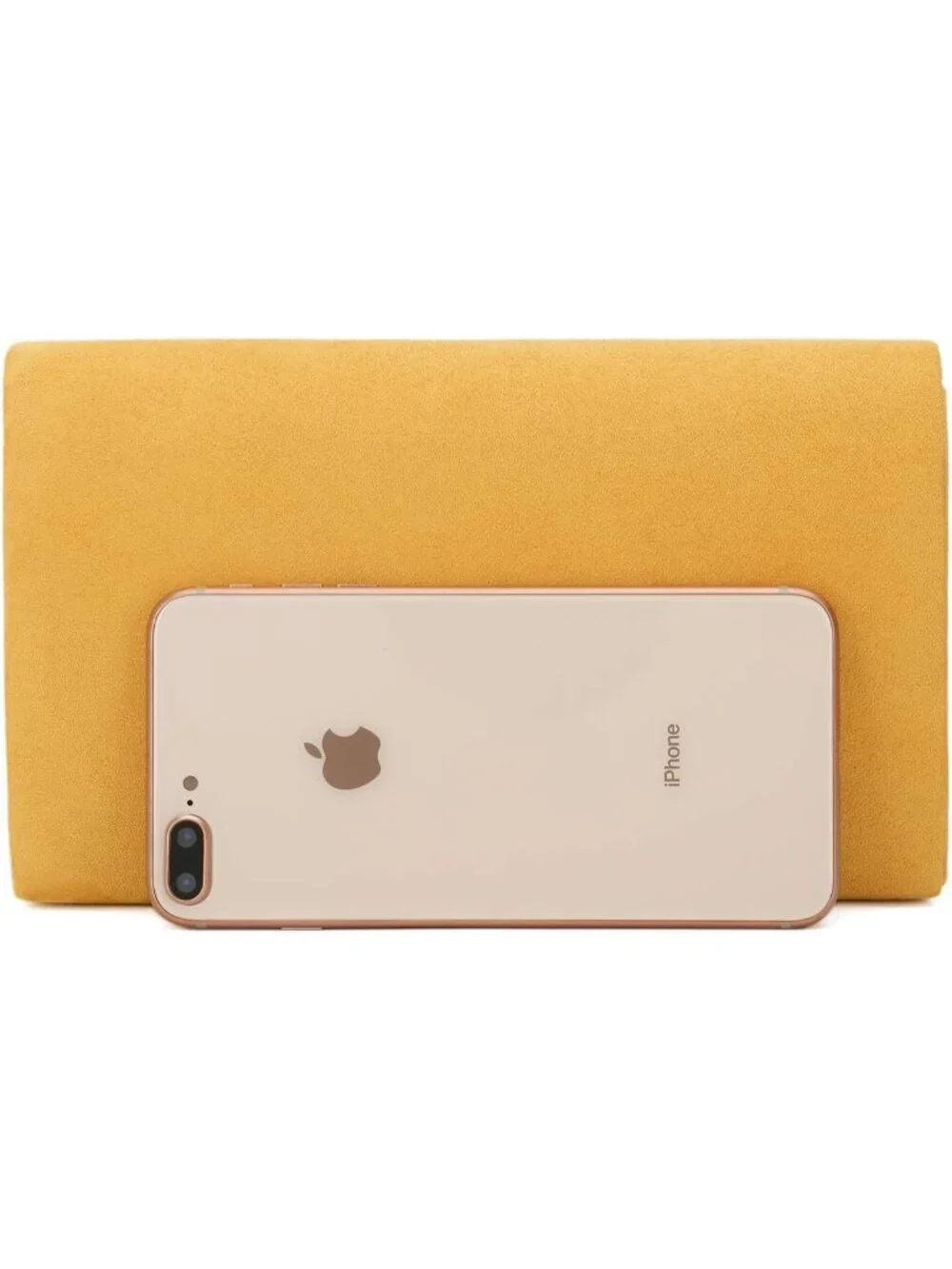 👜 Women's Mustard Faux Suede Clutch Bag Elegant Metal Binding Evening Purse